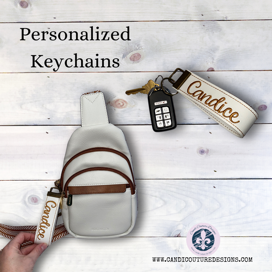 Custom Monogrammed Faux Leather Keychains | Personalized Key Accessories