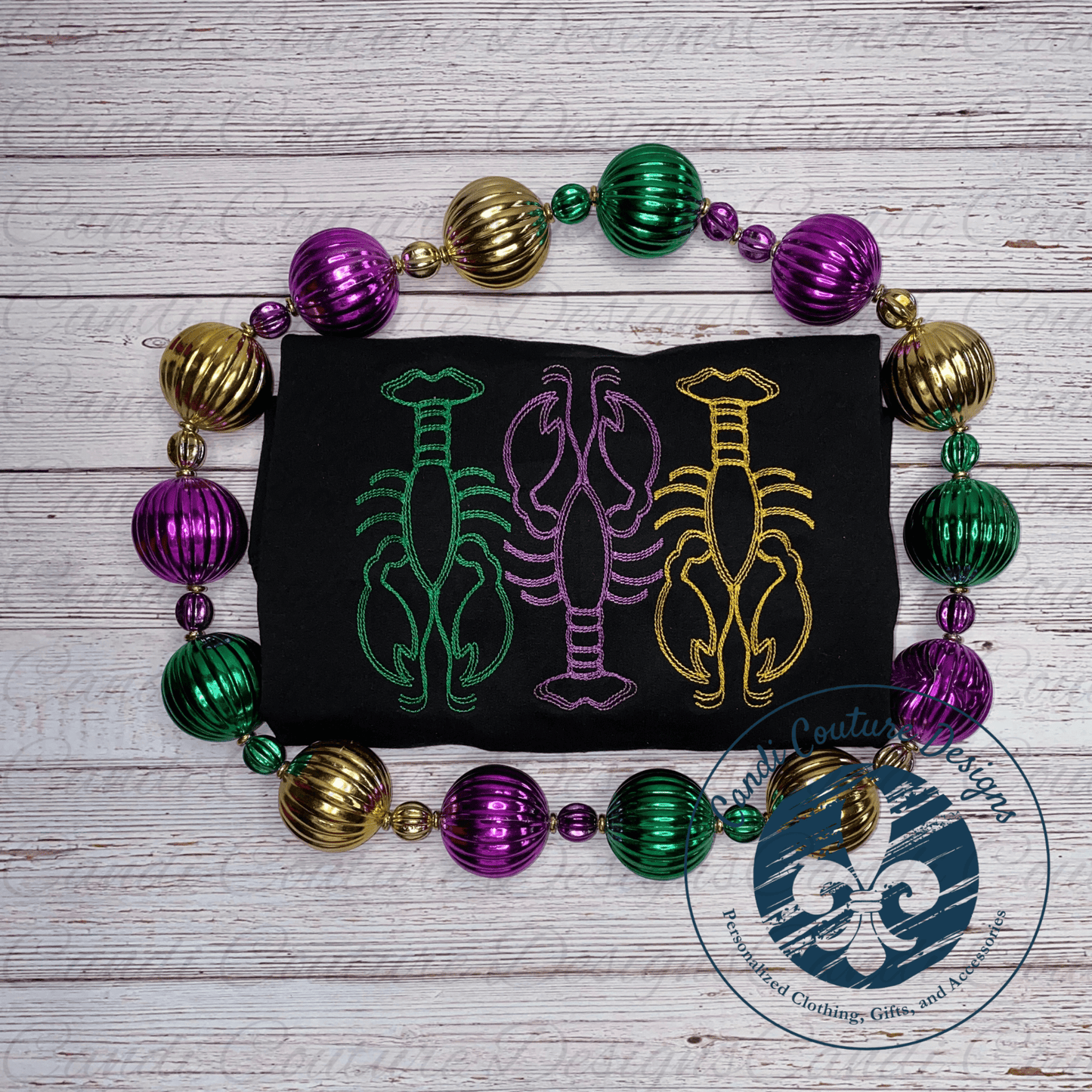 Crawfish Trio Sweatshirt | Mardi Gras Cajun Embroidery - Candicouturedesigns