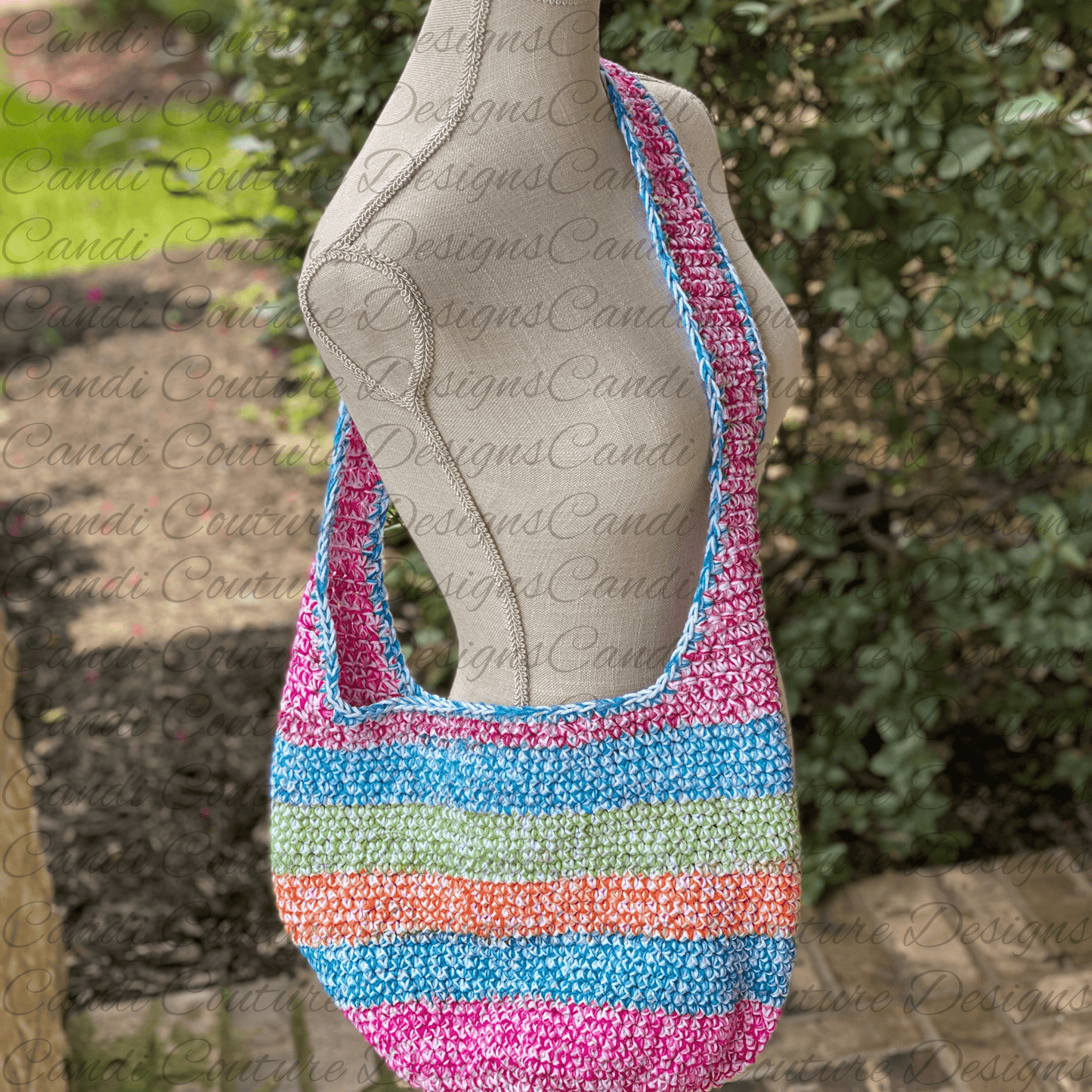 Custom Crochet Market Tote Bag | Handmade Reusable Shoulder Bag | Boho Market or Beach Bag - Candicouturedesigns
