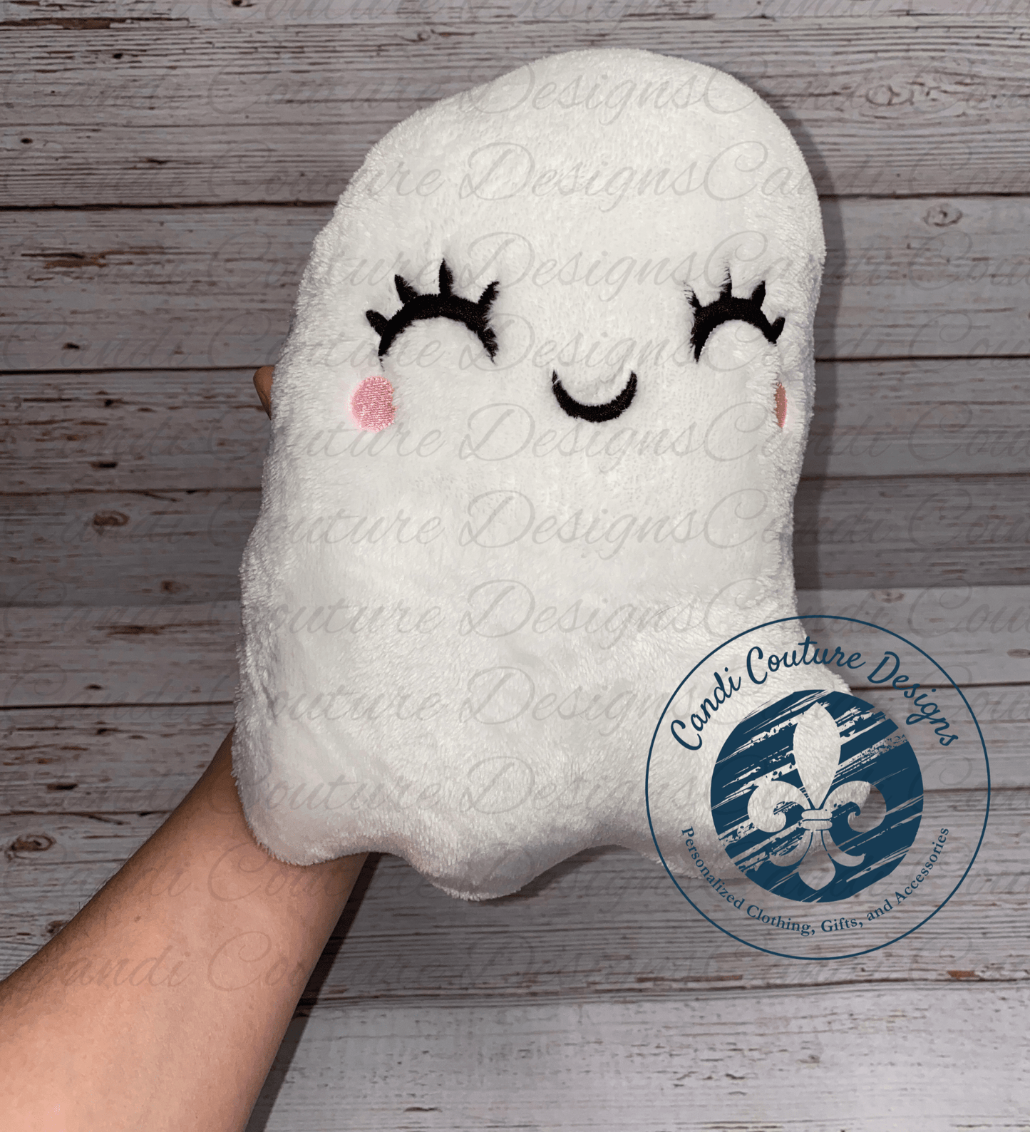 Custom Halloween Ghost Stuffy Plush – Handmade Embroidered Ghost Stuffie - Candicouturedesigns