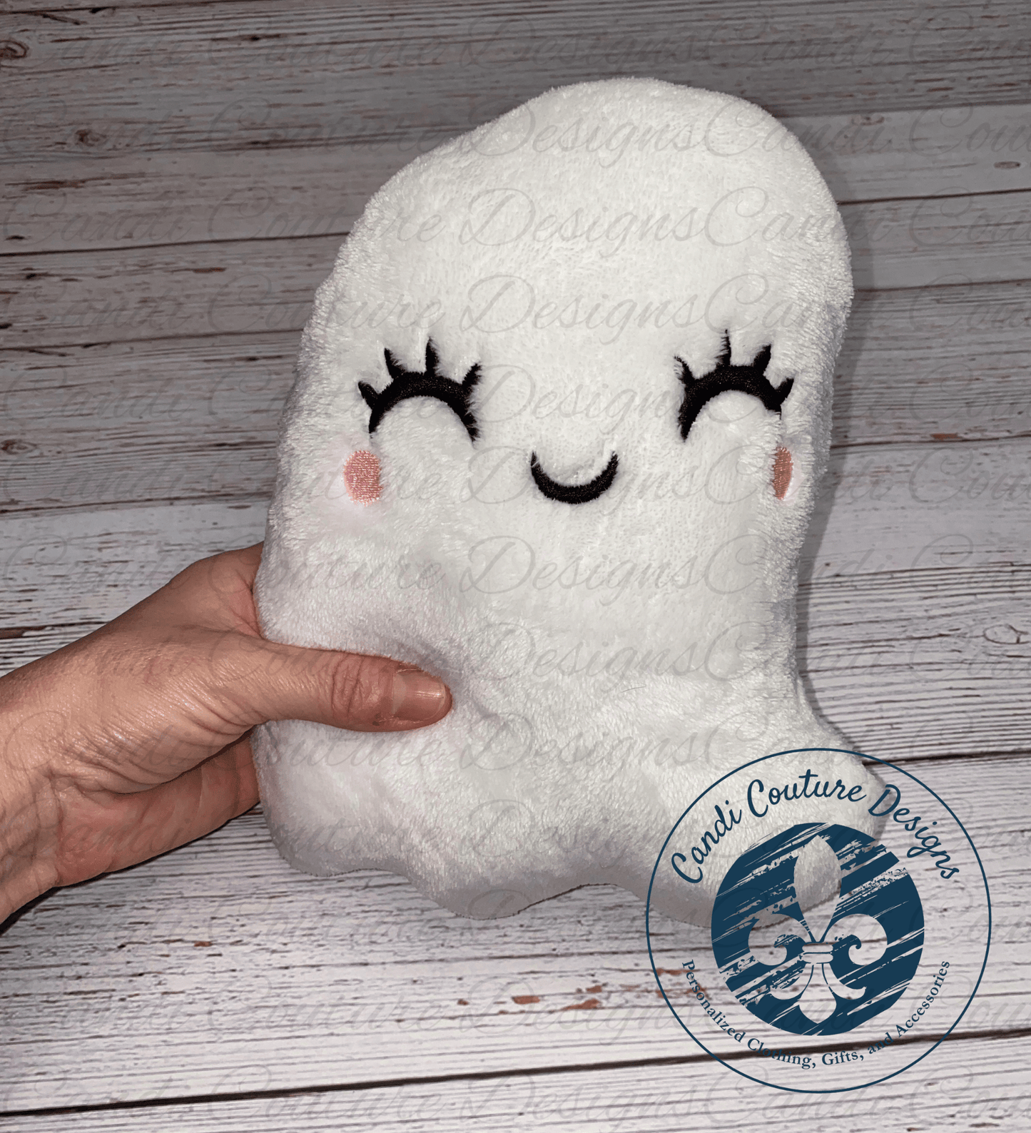 Custom Halloween Ghost Stuffy Plush – Handmade Embroidered Ghost Stuffie - Candicouturedesigns