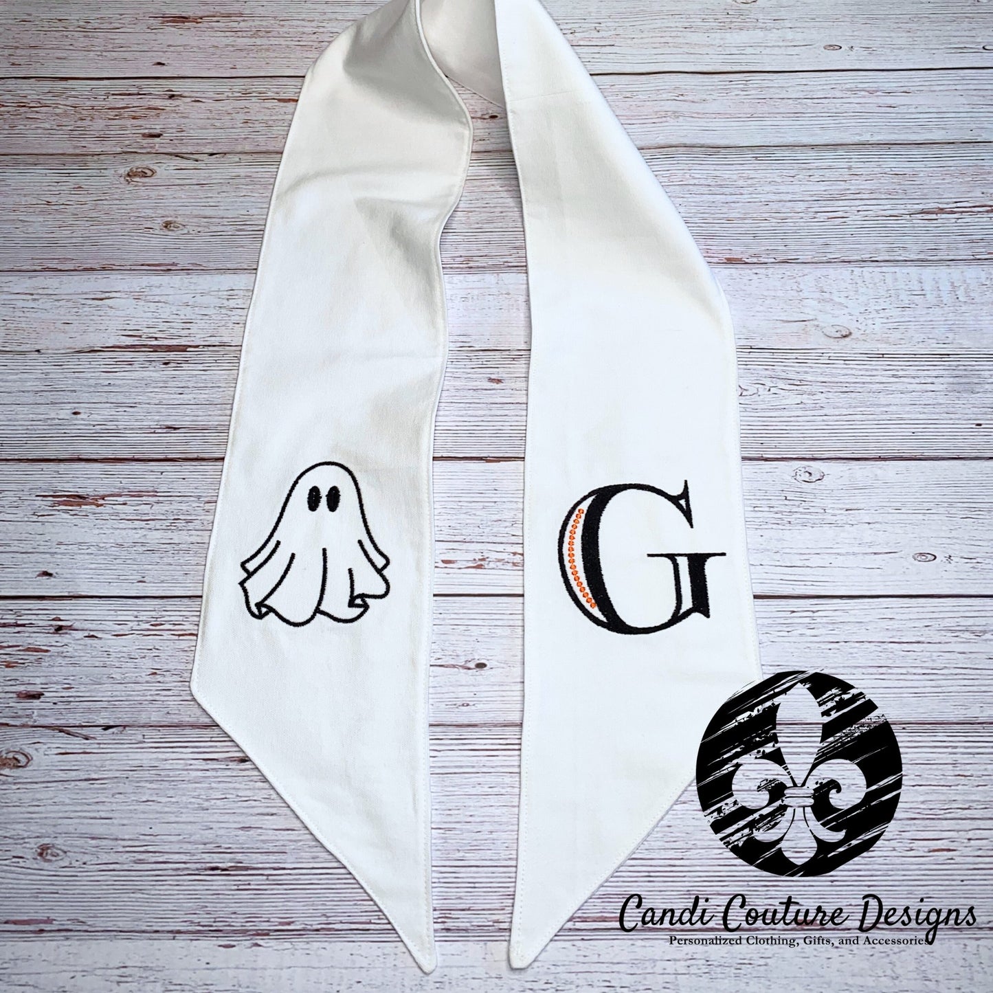 Custom Halloween Monogram Wreath Sash | Personalized Front Door Decor - Candicouturedesigns