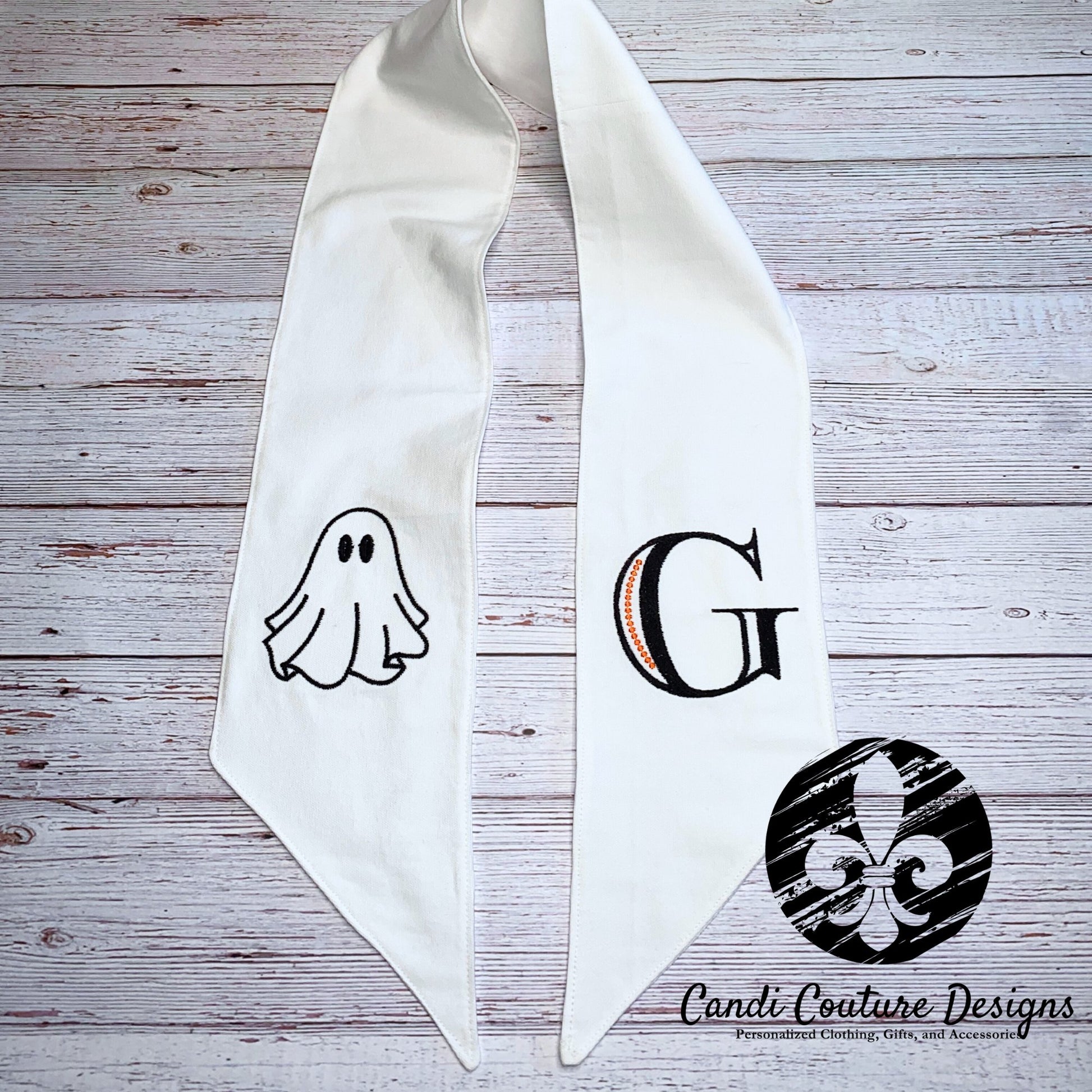 Custom Halloween Monogram Wreath Sash | Personalized Front Door Decor - Candicouturedesigns