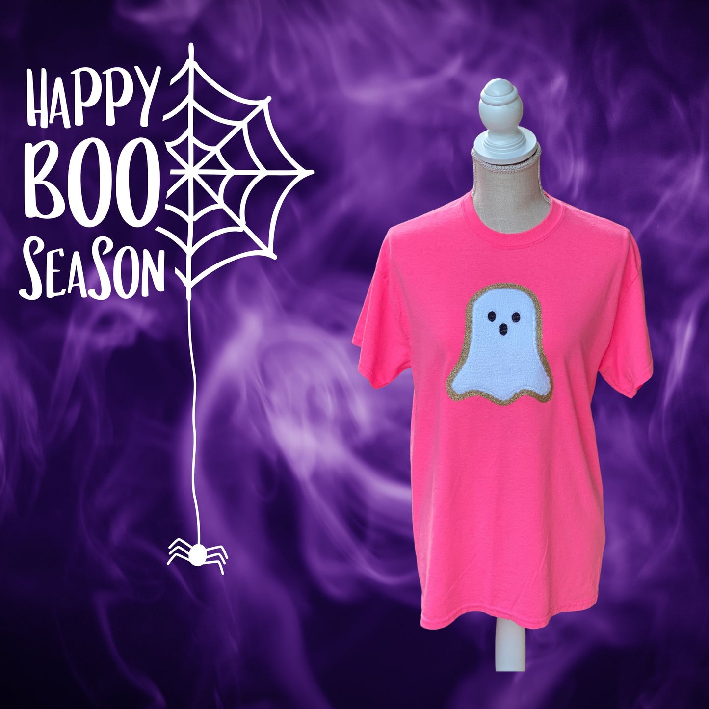 Ghost Appliqué Sweatshirt with Fuzzy Chenille & Glitter Outline | Halloween Cozy Sweatshirt - Candicouturedesigns