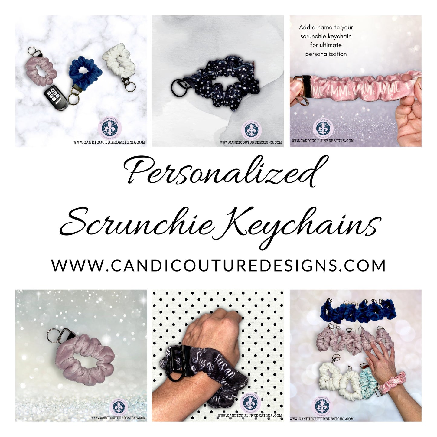 Personalized Plush Velour Scrunchie Keychain: Customizable Trendy Key Holder – Stylish Velvet Key Accessory - Candicouturedesigns
