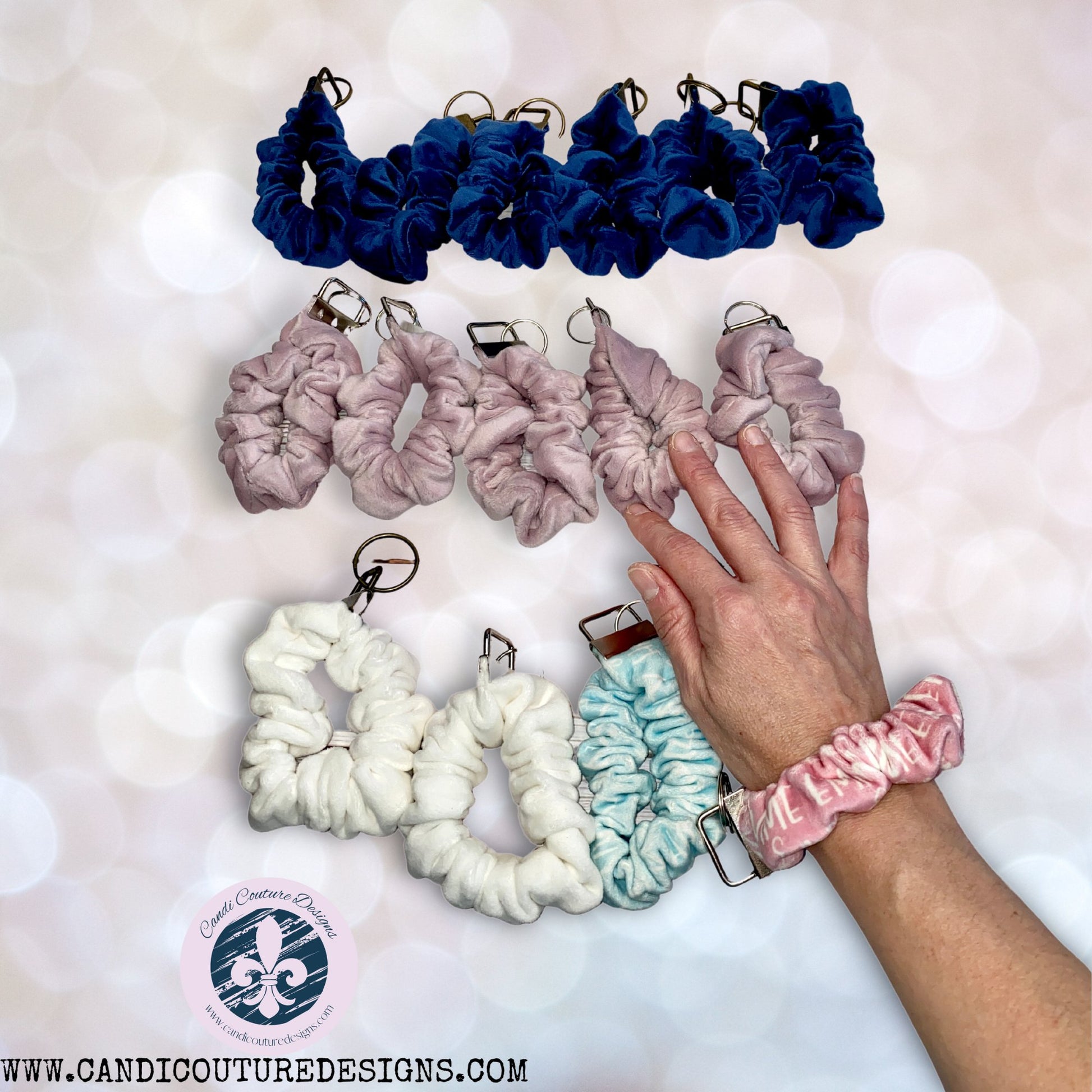 Personalized Plush Velour Scrunchie Keychain: Customizable Trendy Key Holder – Stylish Velvet Key Accessory - Candicouturedesigns