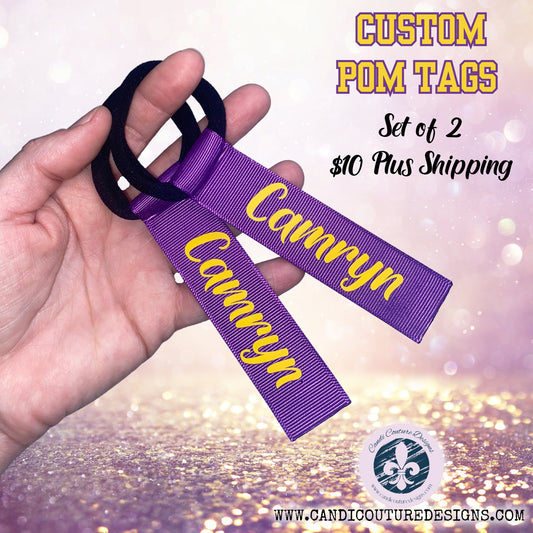 Personalized Pom Tags for Cheerleaders and Dance Teams - Candicouturedesigns