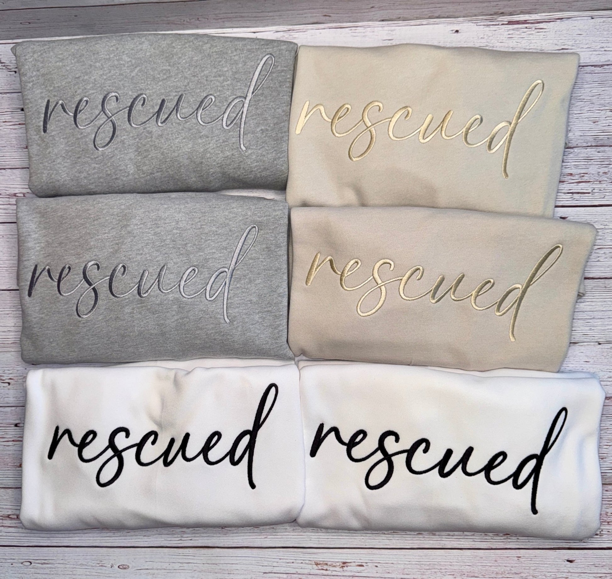 Rescued Embroidered Sweatshirt | Caleb’s Kindness Project Collection | Support Kindness and Anti - Bullying - Candicouturedesigns