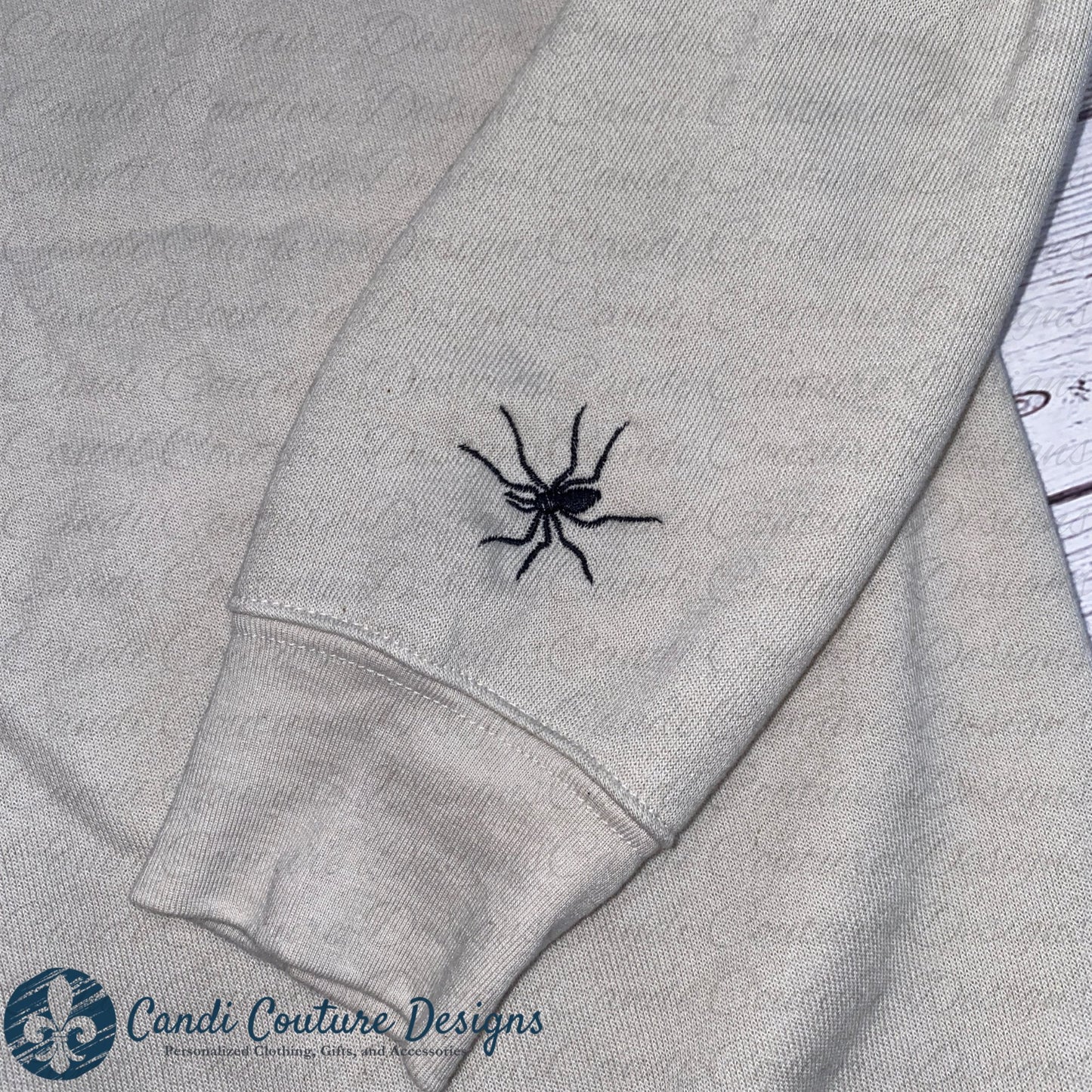 Spiderweb & Spider Embroidered Sweatshirt | Halloween Spider Design | Custom Fall Apparel - Candicouturedesigns