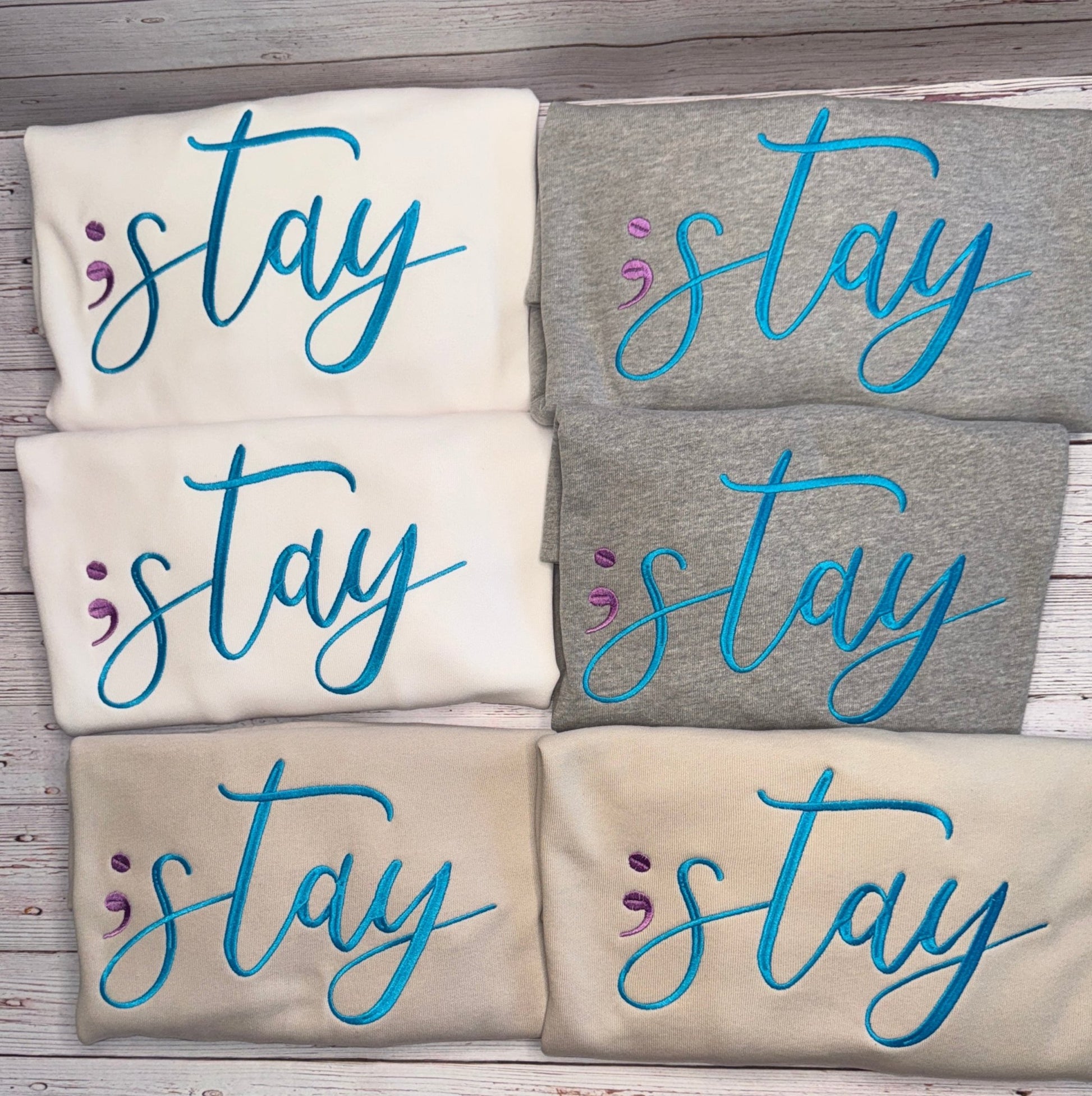 Stay with Semi Colon Sweatshirt | Personalized Memorial Apparel - Candicouturedesigns