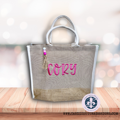 Custom monogrammed burlap tote bag - An eco-friendly and sustainable wedding gift option