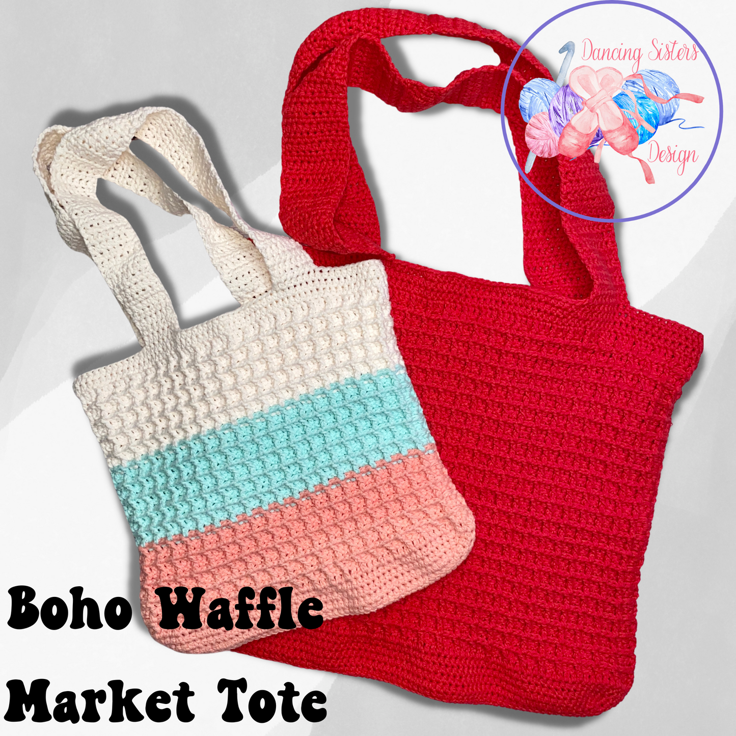 Boho Waffle Market Tote Bag Crochet Pattern PDF | Instant Download | Beginner Friendly