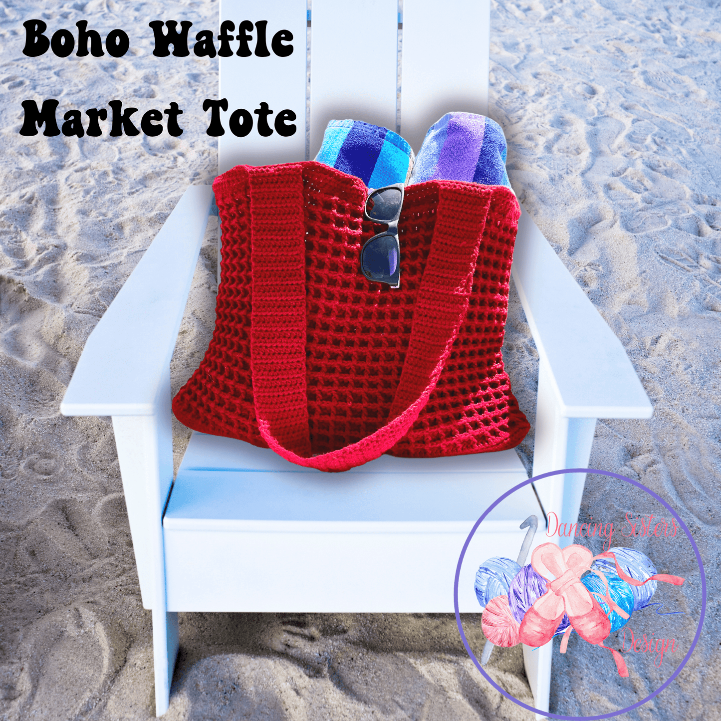Boho Waffle Market Tote Bag Crochet Pattern PDF | Instant Download | Beginner Friendly - Candicouturedesigns