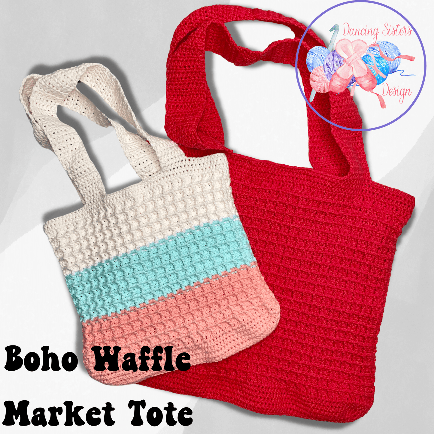 Boho Waffle Market Tote Bag Crochet Pattern PDF | Instant Download | Beginner Friendly - Candicouturedesigns