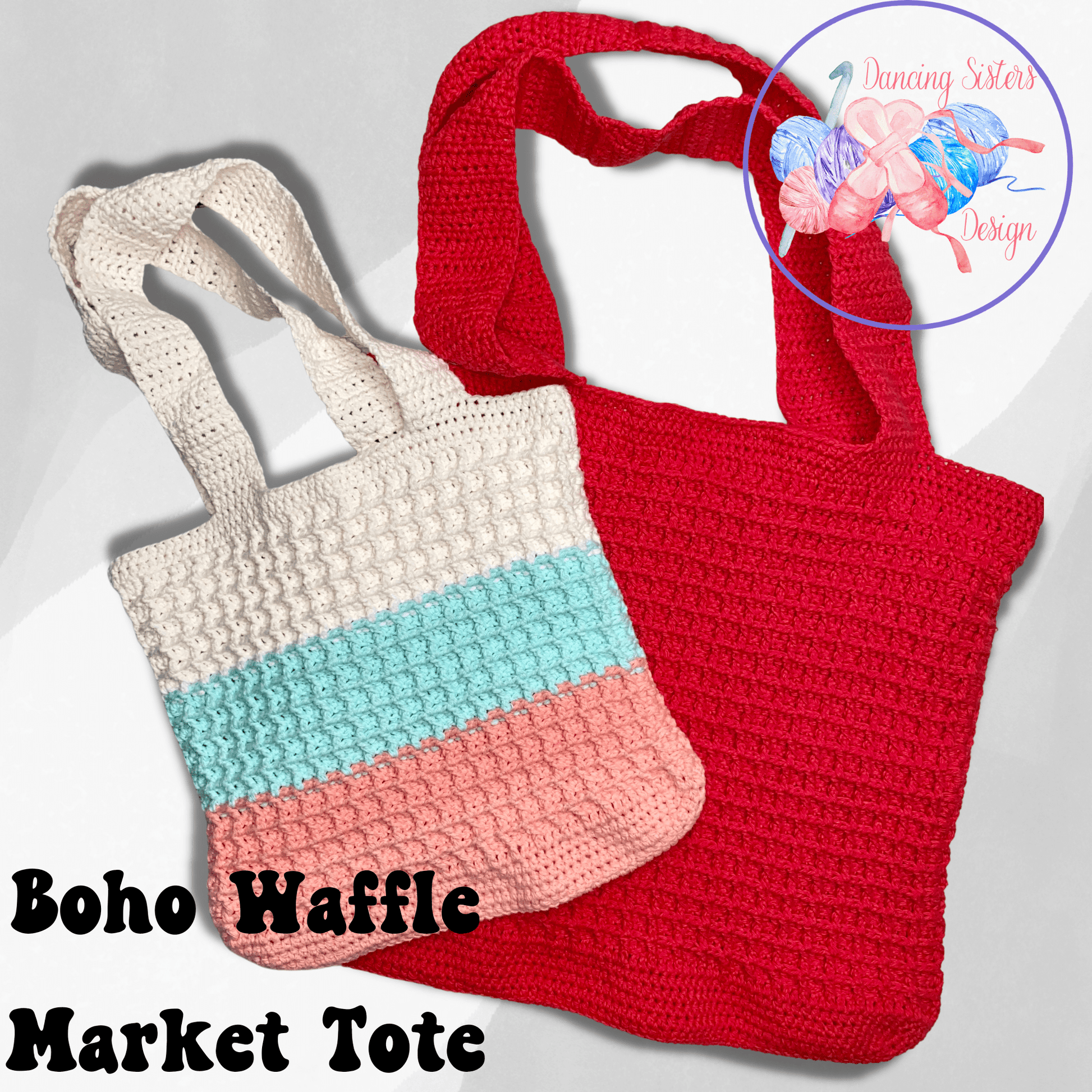 Boho Waffle Market Tote Bag Crochet Pattern PDF | Instant Download | Beginner Friendly - Candicouturedesigns