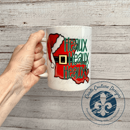 Christmas Mugs – Vintage Santa & Heaux Heaux Heaux Holiday Coffee Cups – Retro Christmas Gifts – Festive Holiday Drinkware - Candicouturedesigns