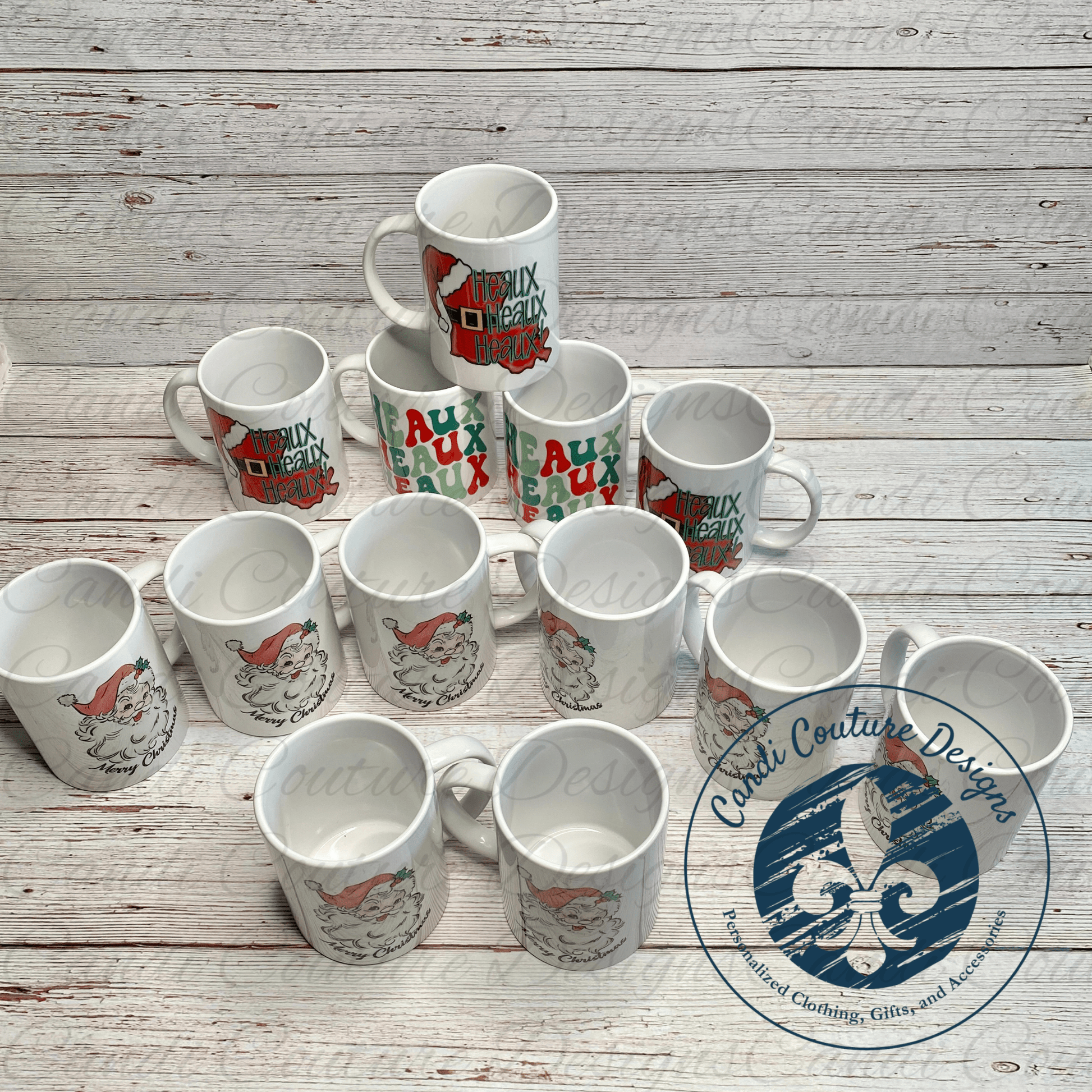 Christmas Mugs – Vintage Santa & Heaux Heaux Heaux Holiday Coffee Cups – Retro Christmas Gifts – Festive Holiday Drinkware - Candicouturedesigns