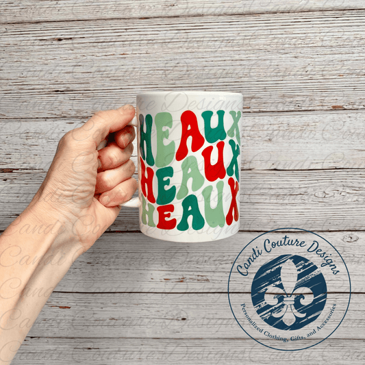 Christmas Mugs – Vintage Santa & Heaux Heaux Heaux Holiday Coffee Cups – Retro Christmas Gifts – Festive Holiday Drinkware - Candicouturedesigns