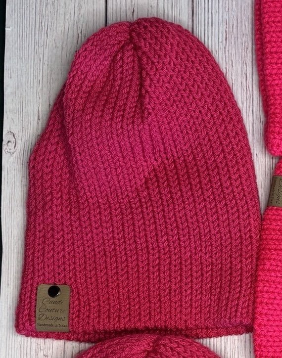 CLEARANCE Handmade Knit Beanie – Hot Pink | One of a Kind | Final Sale - Candicouturedesigns