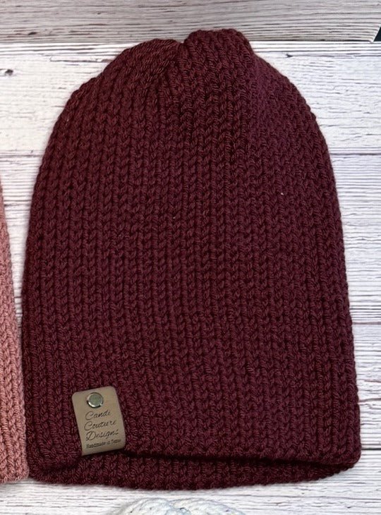 CLEARANCE Knit Beanie – Burgundy | One of a Kind | Final Sale - Candicouturedesigns