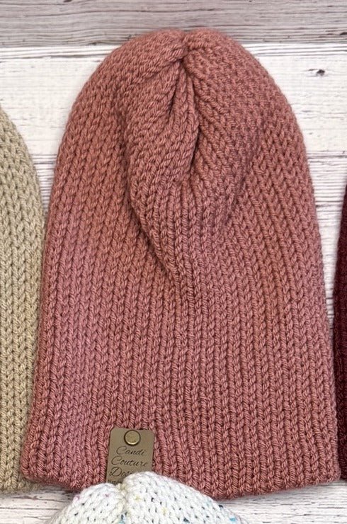 CLEARANCE Knit Beanie – Dusty Rose | One of a Kind | Final Sale - Candicouturedesigns