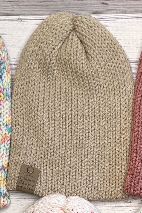 CLEARANCE Knit Beanie – Tan | One of a Kind | Final Sale - Candicouturedesigns