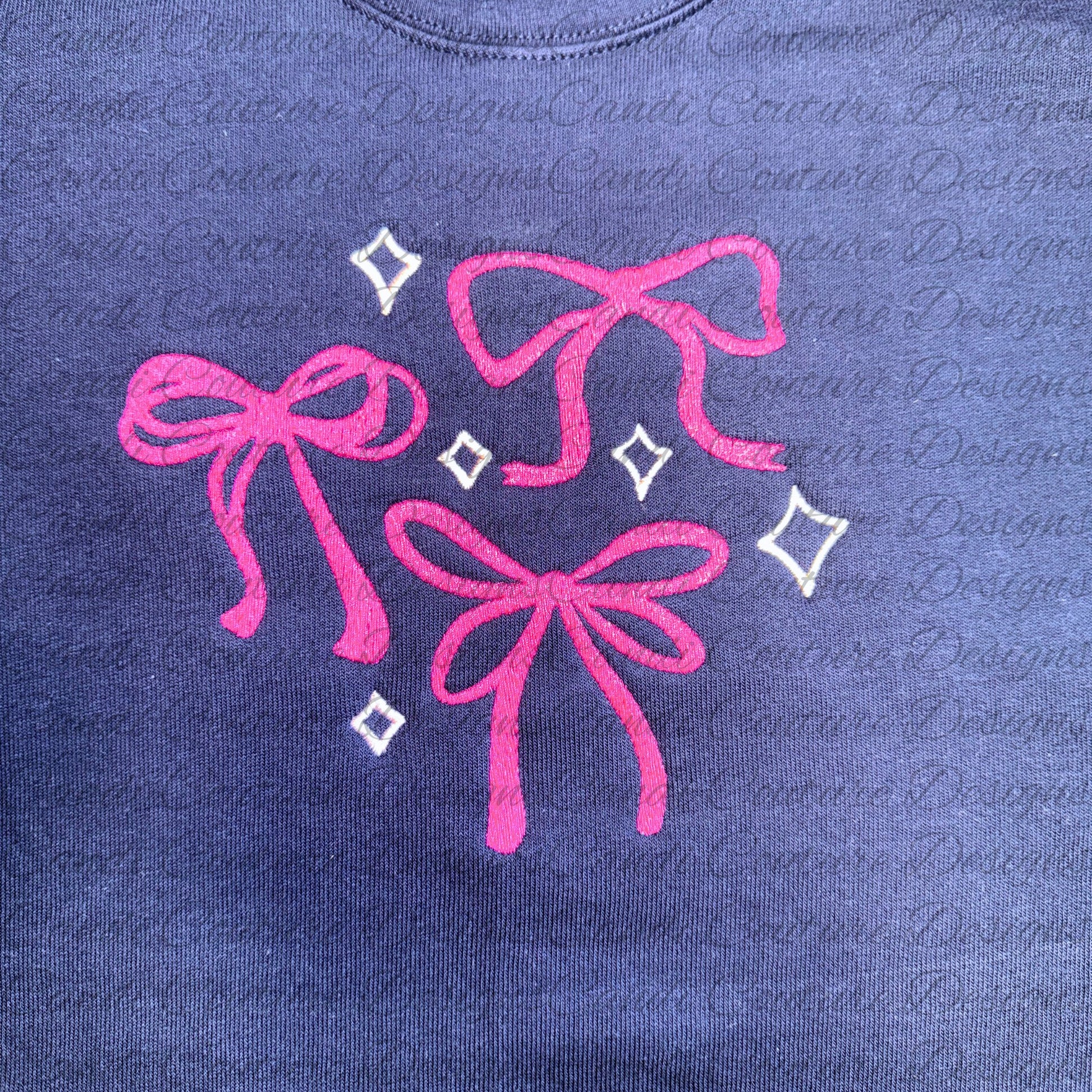 Coquette - Style Sweatshirt with Embroidered Bows and Stars | Feminine and Cute Fashion - Candicouturedesigns