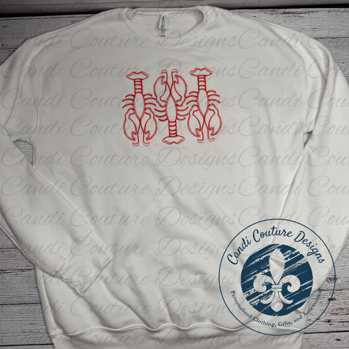 Crawfish Trio Sweatshirt | Mardi Gras Cajun Embroidery - Candicouturedesigns