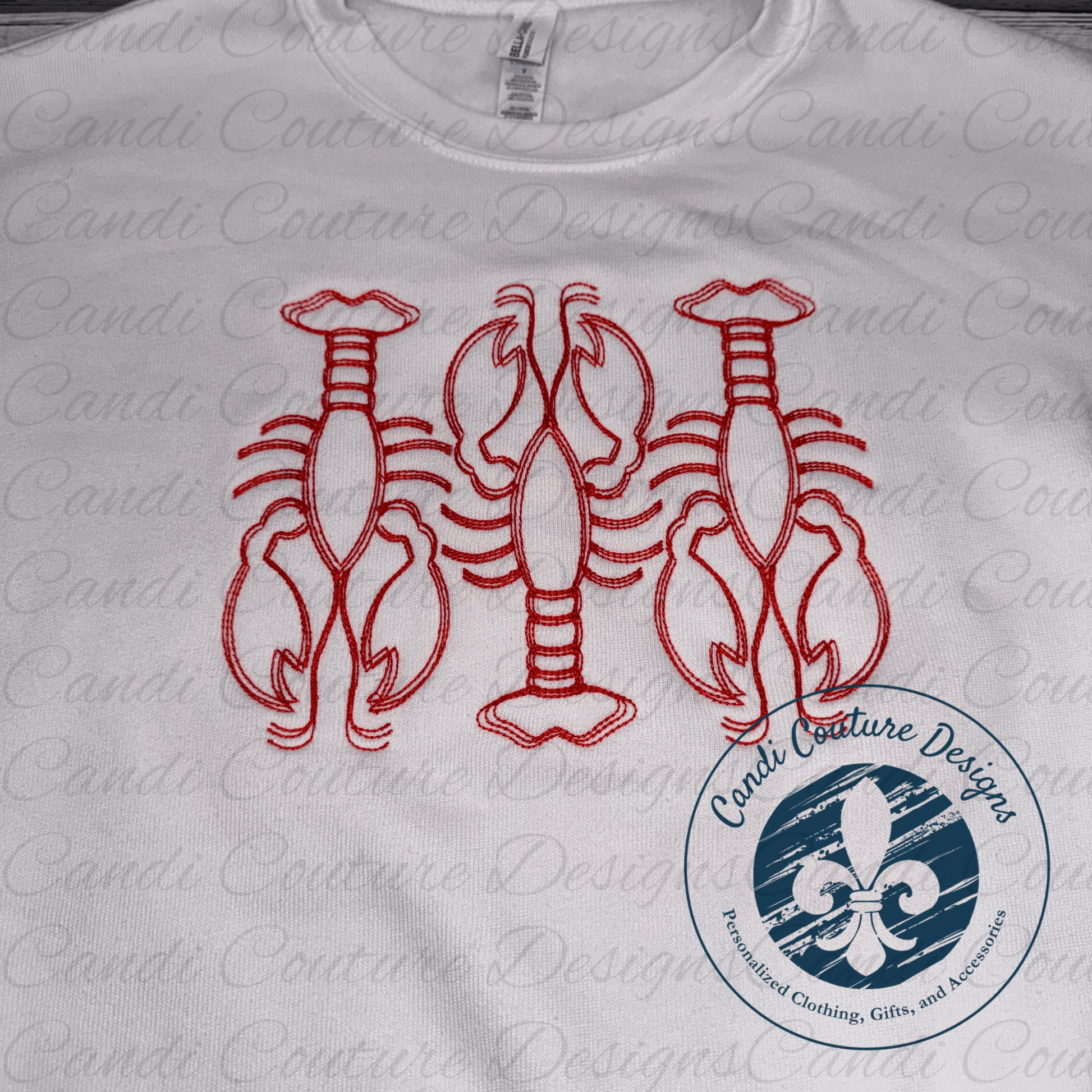 Crawfish Trio Sweatshirt | Mardi Gras Cajun Embroidery - Candicouturedesigns