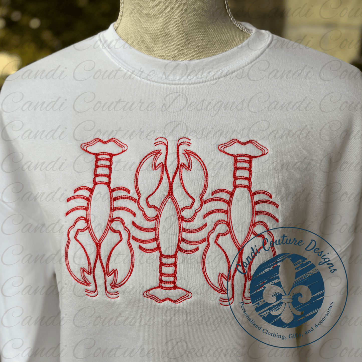 Crawfish Trio Sweatshirt | Mardi Gras Cajun Embroidery - Candicouturedesigns