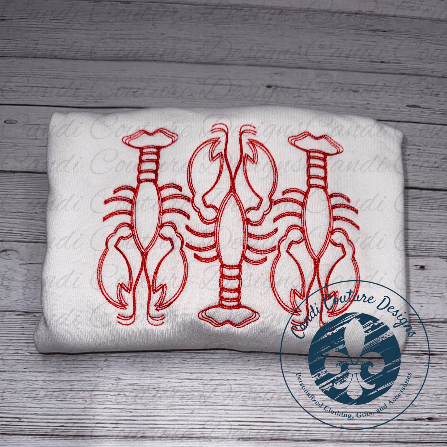 Crawfish Trio Sweatshirt | Mardi Gras Cajun Embroidery - Candicouturedesigns