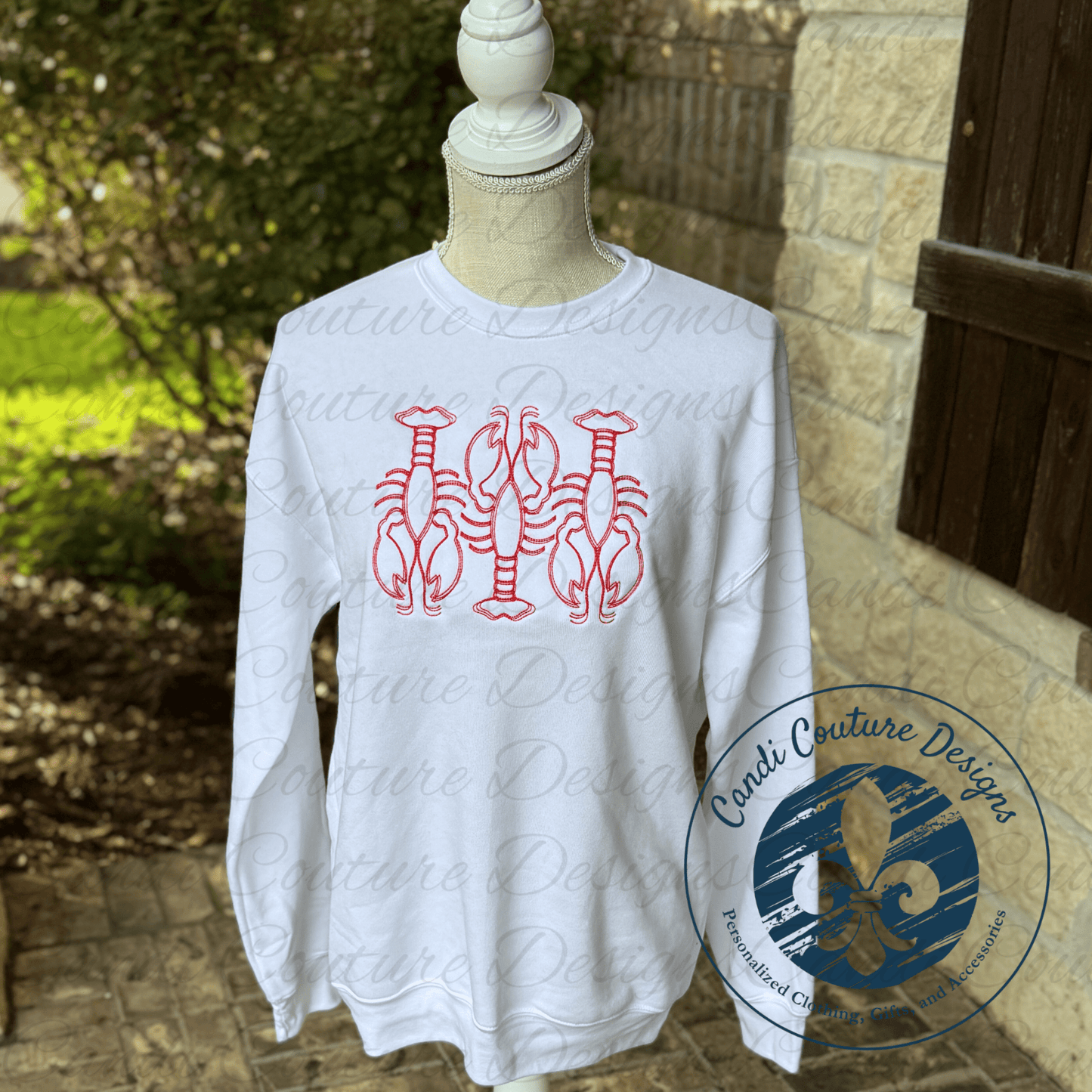 Crawfish Trio Sweatshirt | Mardi Gras Cajun Embroidery - Candicouturedesigns