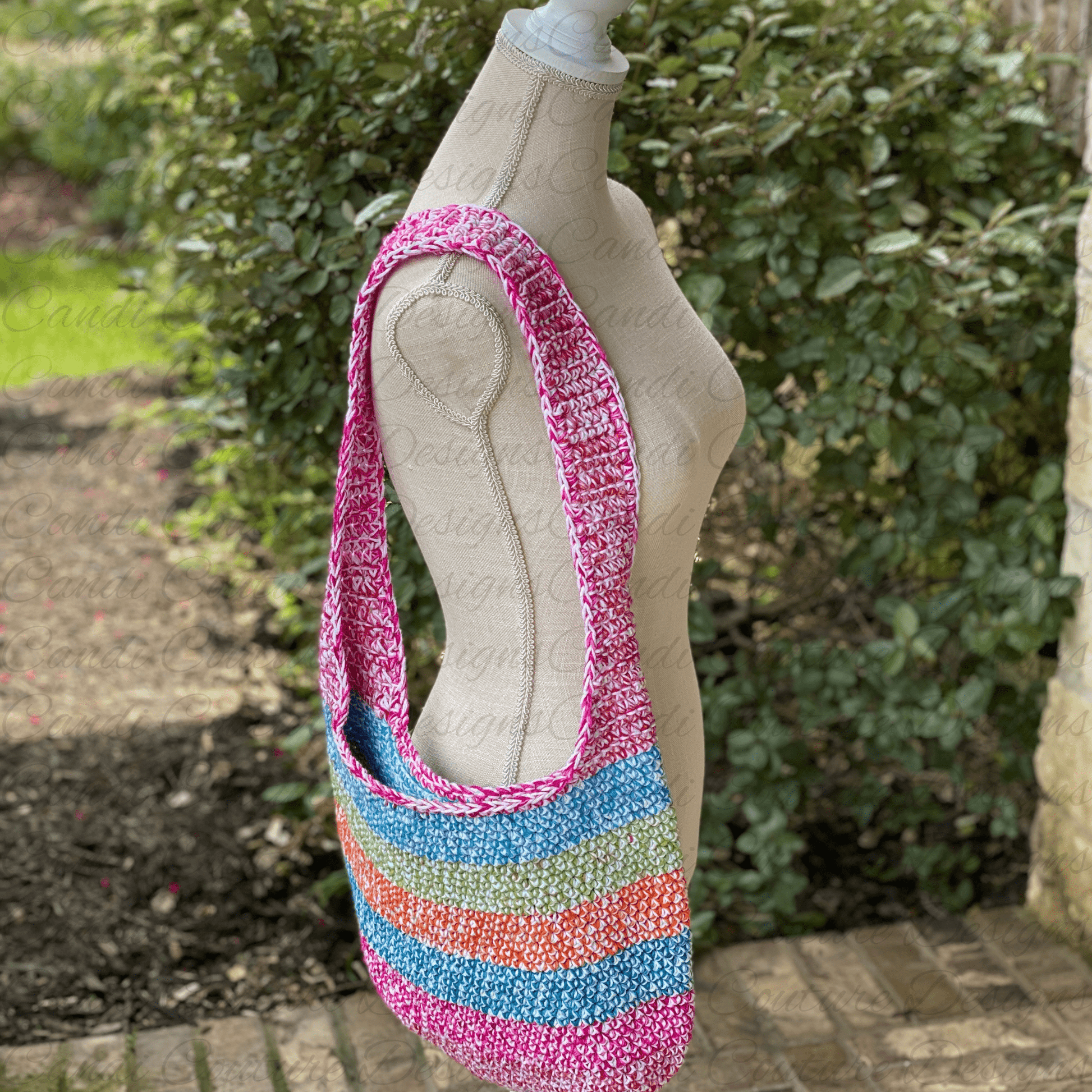 Custom Crochet Market Tote Bag | Handmade Reusable Shoulder Bag | Boho Market or Beach Bag - Candicouturedesigns