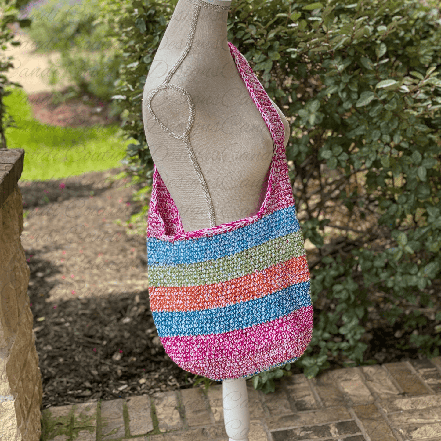Custom Crochet Market Tote Bag | Handmade Reusable Shoulder Bag | Boho Market or Beach Bag - Candicouturedesigns