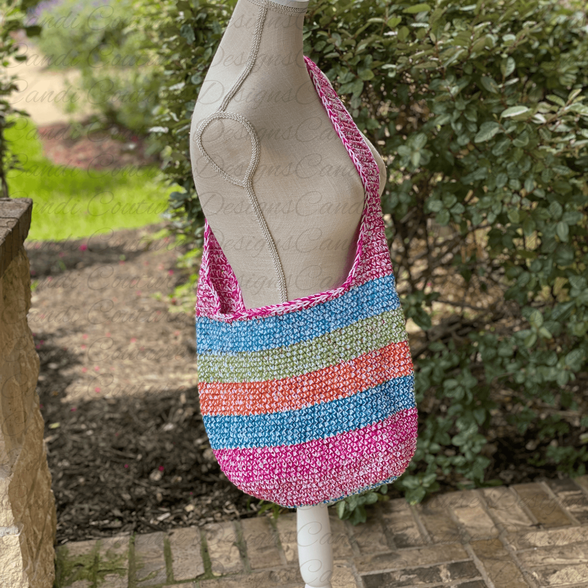 Custom Crochet Market Tote Bag | Handmade Reusable Shoulder Bag | Boho Market or Beach Bag - Candicouturedesigns