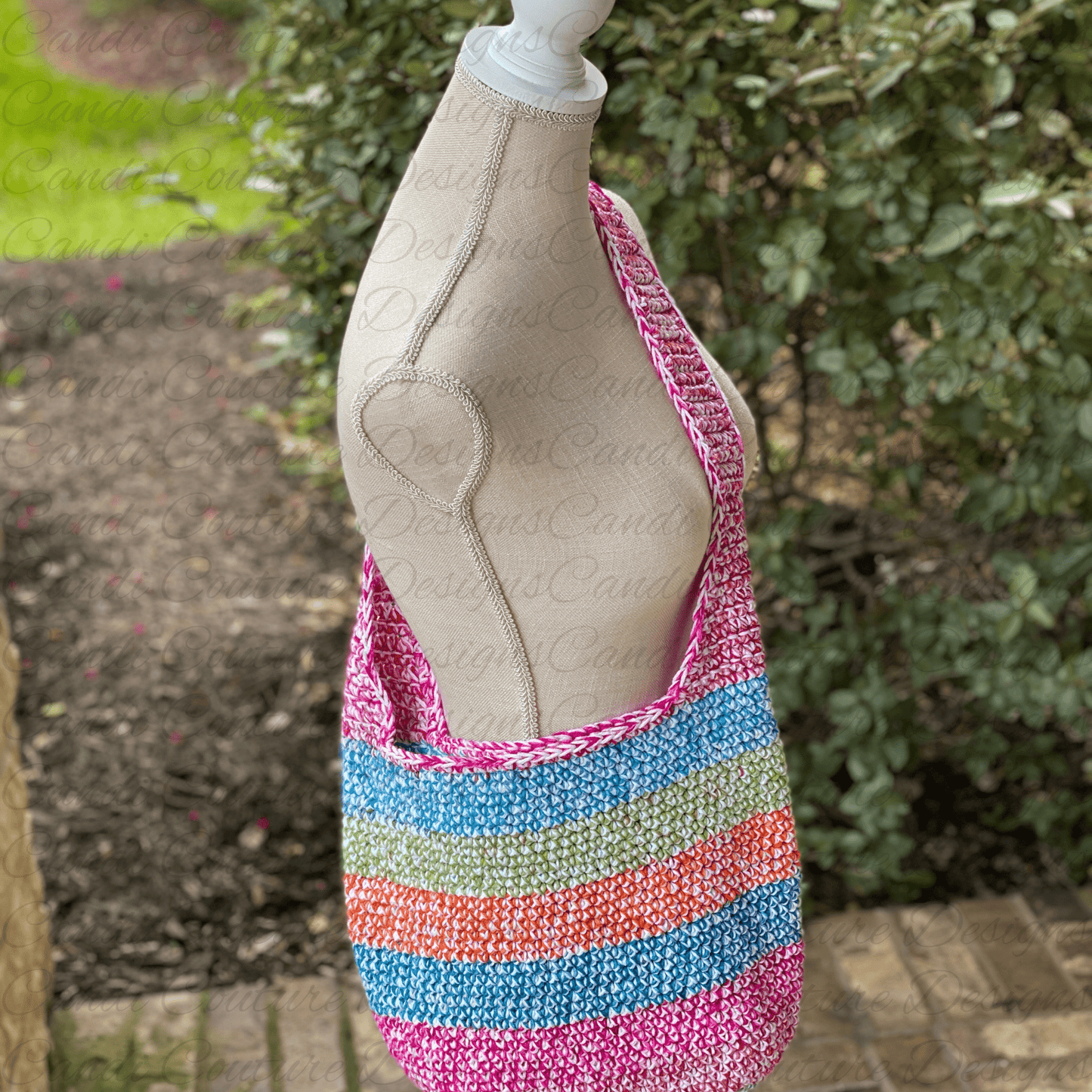 Custom Crochet Market Tote Bag | Handmade Reusable Shoulder Bag | Boho Market or Beach Bag - Candicouturedesigns