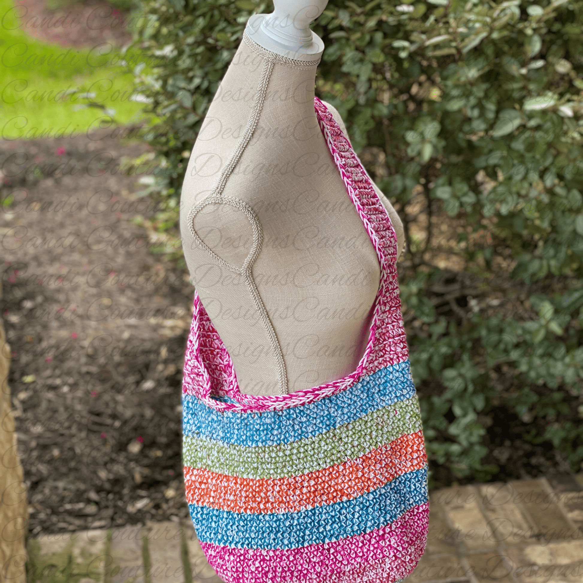 Custom Crochet Market Tote Bag | Handmade Reusable Shoulder Bag | Boho Market or Beach Bag - Candicouturedesigns