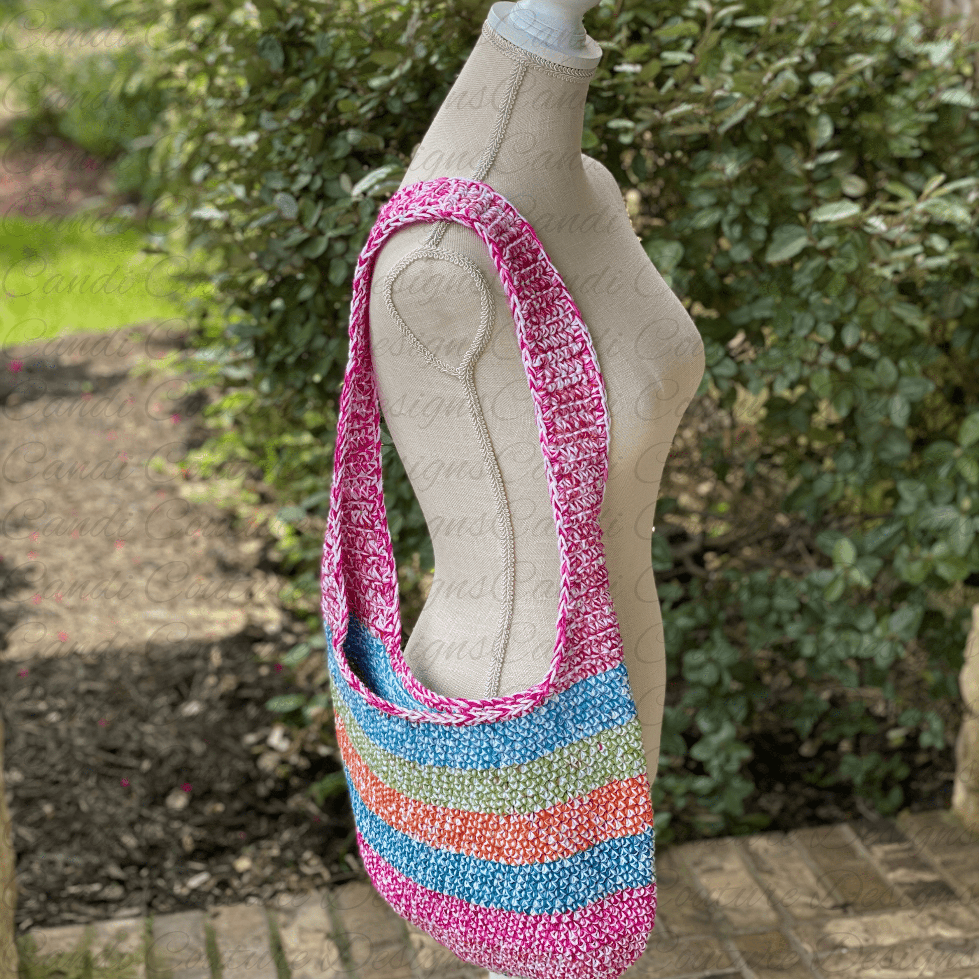 Custom Crochet Market Tote Bag | Handmade Reusable Shoulder Bag | Boho Market or Beach Bag - Candicouturedesigns