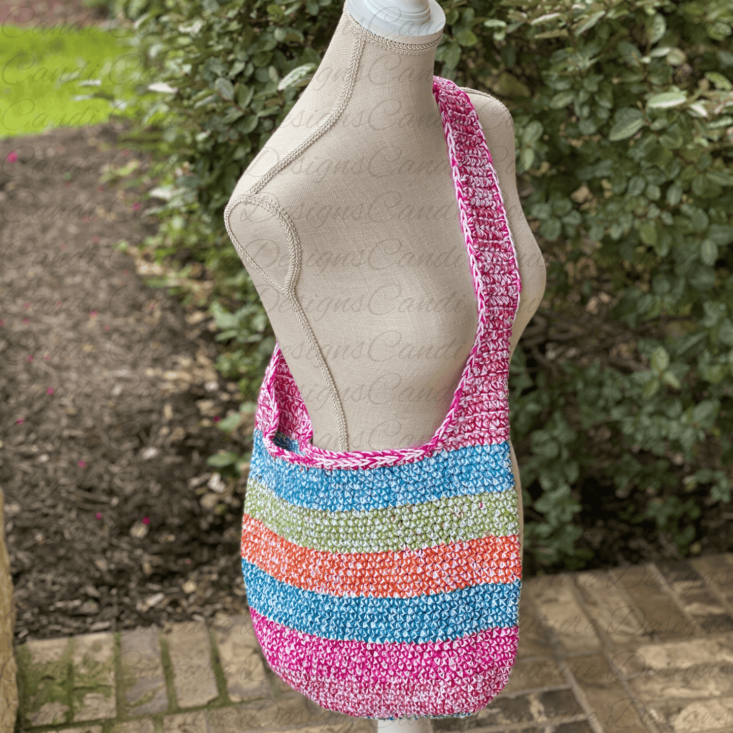 Custom Crochet Market Tote Bag | Handmade Reusable Shoulder Bag | Boho Market or Beach Bag - Candicouturedesigns