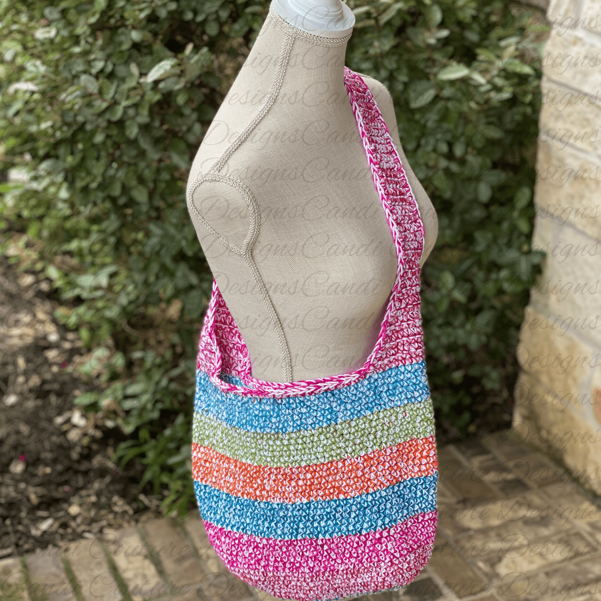 Custom Crochet Market Tote Bag | Handmade Reusable Shoulder Bag | Boho Market or Beach Bag - Candicouturedesigns
