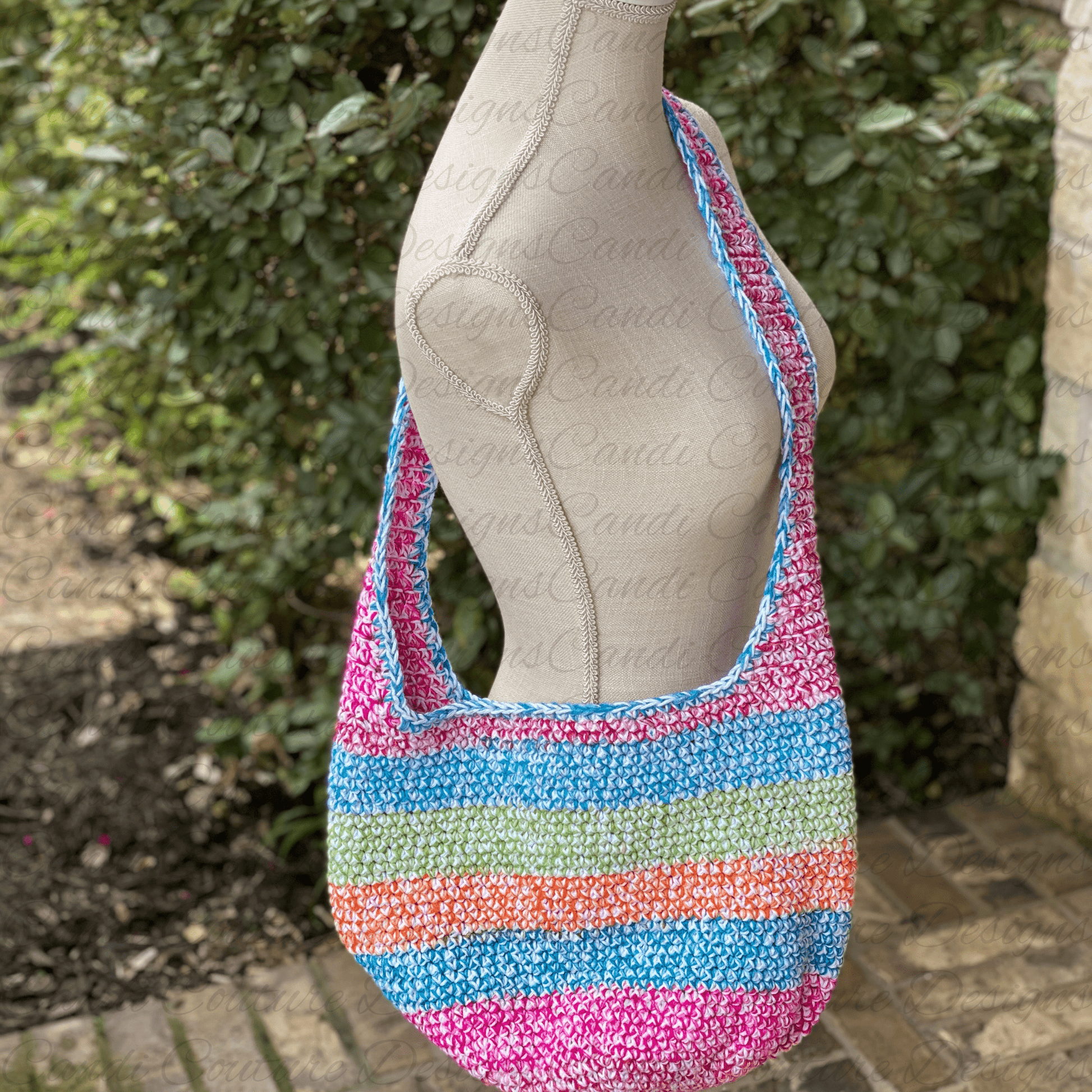 Custom Crochet Market Tote Bag | Handmade Reusable Shoulder Bag | Boho Market or Beach Bag - Candicouturedesigns