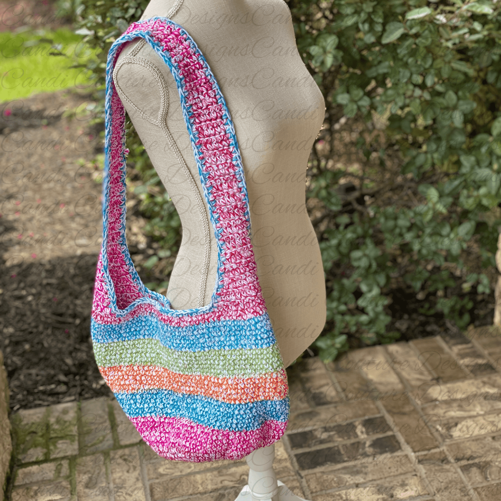 Custom Crochet Market Tote Bag | Handmade Reusable Shoulder Bag | Boho Market or Beach Bag - Candicouturedesigns