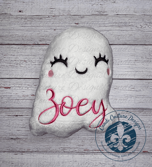 Custom Halloween Ghost Stuffy Plush – Handmade Embroidered Ghost Stuffie - Candicouturedesigns