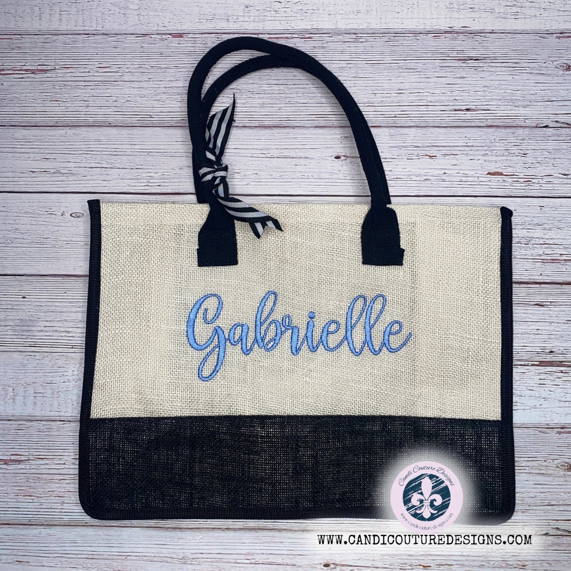 Custom Monogrammed Burlap Tote Bags | Beach, Graduation, Bridesmaids, Bridal Gifts | Personalized Jute Carryalls - Candicouturedesigns