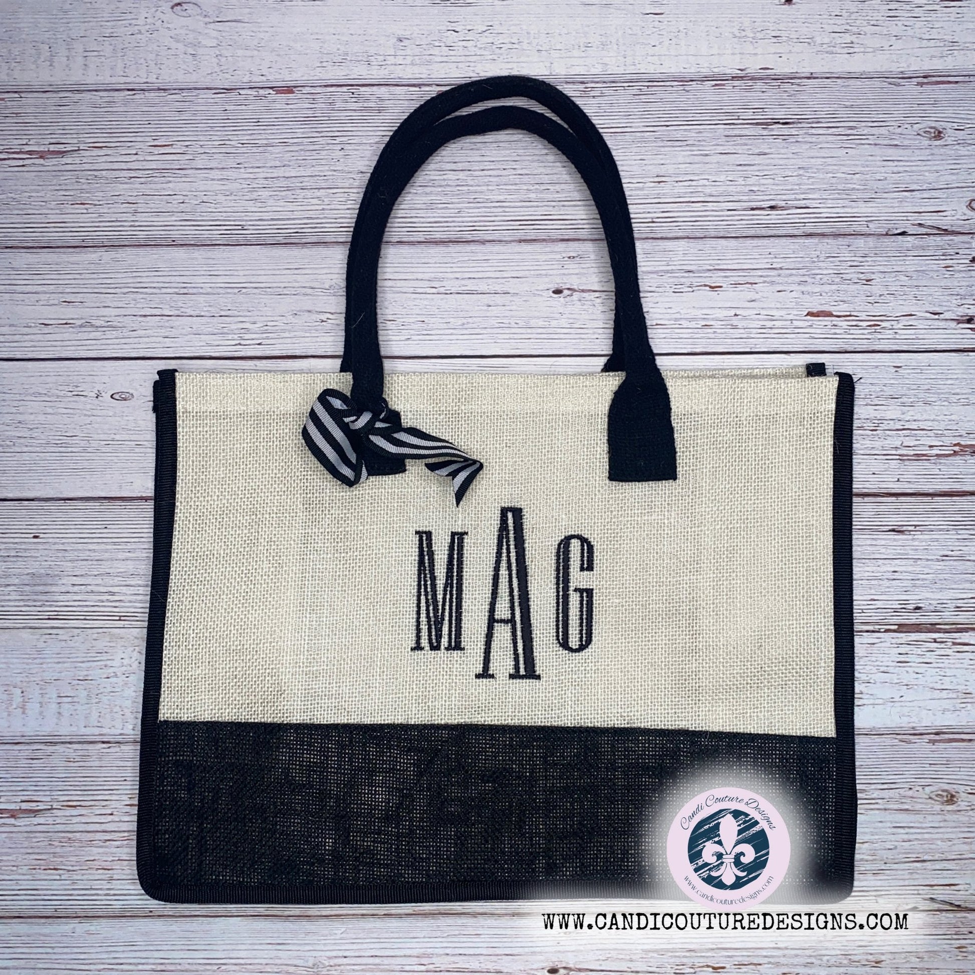 Custom Monogrammed Burlap Tote Bags | Beach, Graduation, Bridesmaids, Bridal Gifts | Personalized Jute Carryalls - Candicouturedesigns