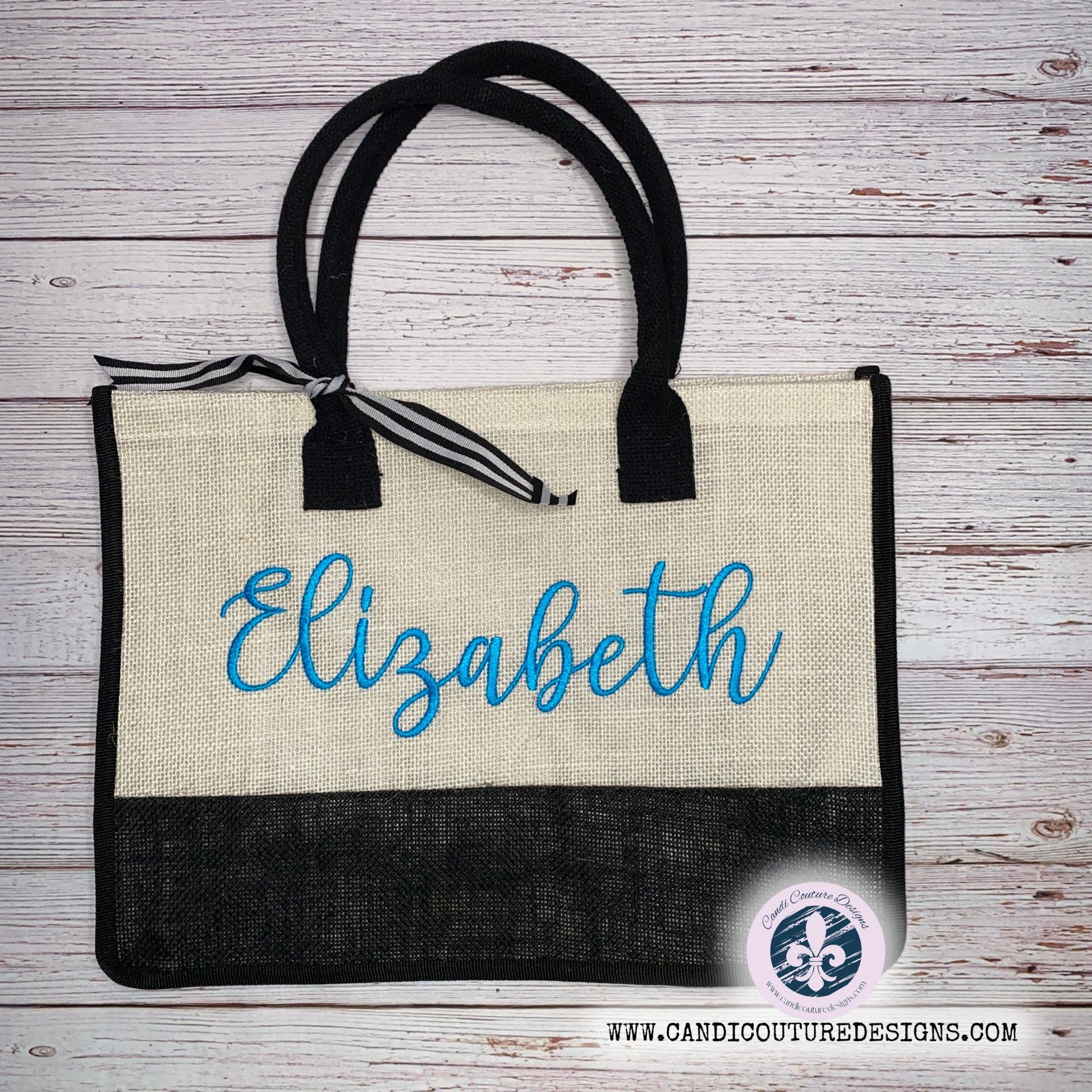 Custom Monogrammed Burlap Tote Bags | Beach, Graduation, Bridesmaids, Bridal Gifts | Personalized Jute Carryalls - Candicouturedesigns