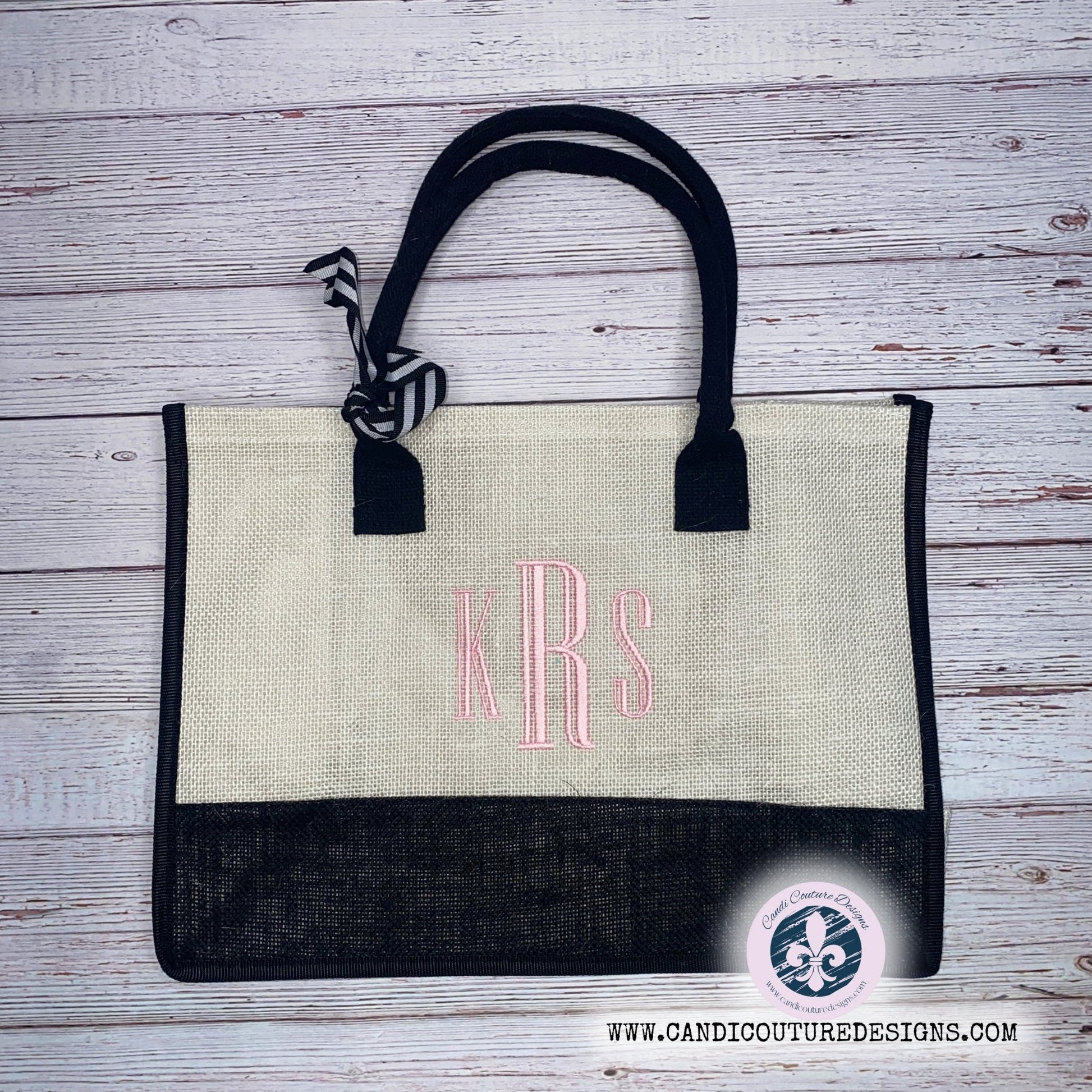 Custom Monogrammed Burlap Tote Bags | Beach, Graduation, Bridesmaids, Bridal Gifts | Personalized Jute Carryalls - Candicouturedesigns