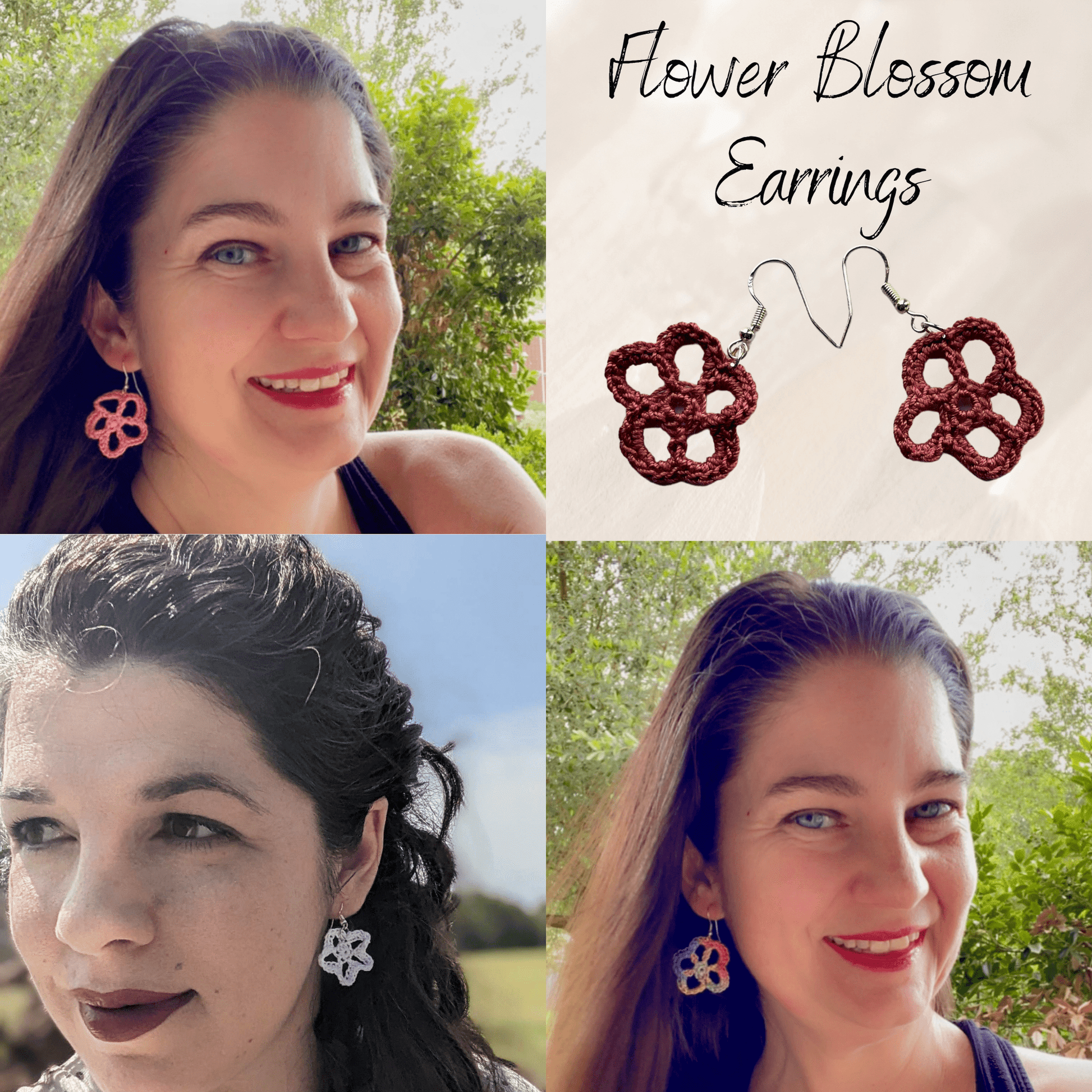 Flower Blossom Earrings Crochet Pattern PDF | Instant Download | Beginner Friendly - Candicouturedesigns
