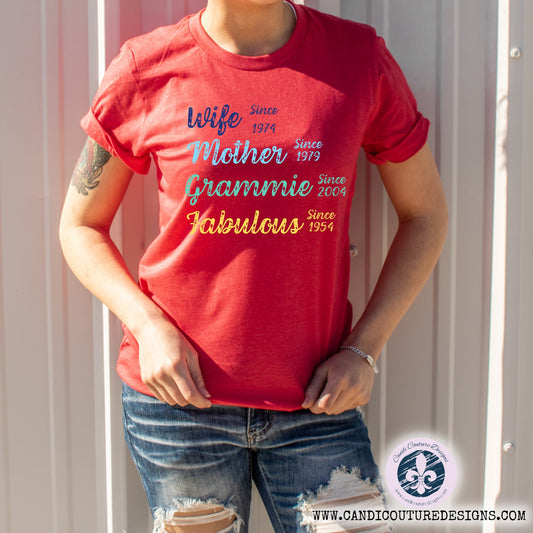 Personalized Grandmother Shirt, Custom Tee with Dates, Unique Gift for New Grandma, Fathers, Abuela, Pregnancy Reveal Announcement, Matching