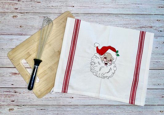 Santa Face Embroidered Christmas Towel - Candicouturedesigns